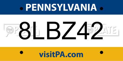 8LBZ42 Pennsylvania License Plate