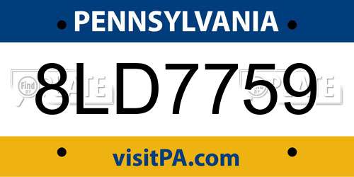 8LD7759 Pennsylvania License Plate