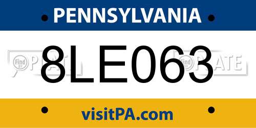 8LE063 Pennsylvania License Plate