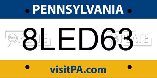 8LED63 Pennsylvania License Plate