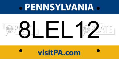 8LEL12 Pennsylvania License Plate