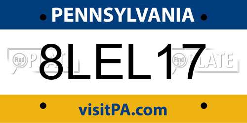 8LEL17 Pennsylvania License Plate