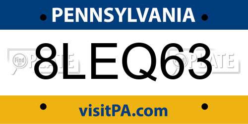8LEQ63 Pennsylvania License Plate