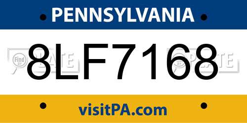 8LF7168 Pennsylvania License Plate
