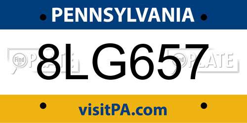 8LG657 Pennsylvania License Plate