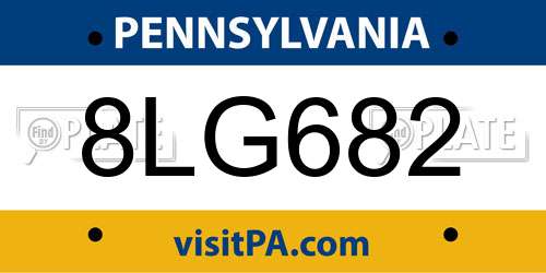 8LG682 Pennsylvania License Plate