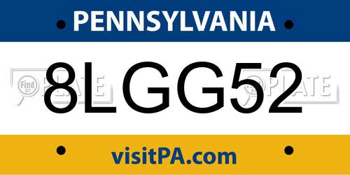8LGG52 Pennsylvania License Plate