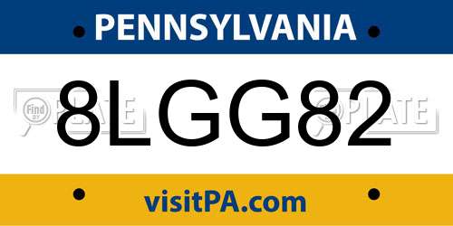 8LGG82 Pennsylvania License Plate