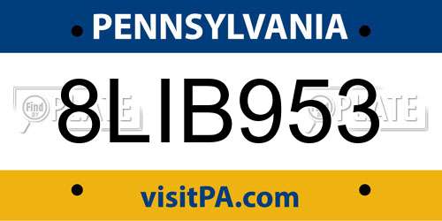 8LIB953 Pennsylvania License Plate