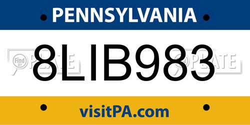 8LIB983 Pennsylvania License Plate