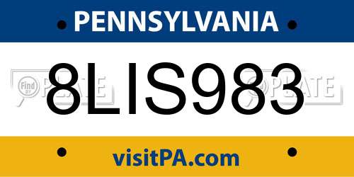 8LIS983 Pennsylvania License Plate