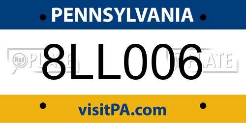 8LL006 Pennsylvania License Plate