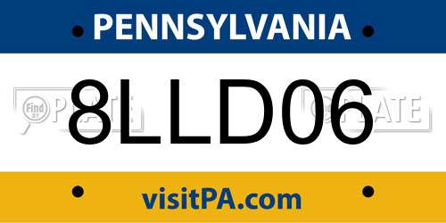8LLD06 Pennsylvania License Plate