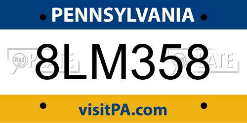 8LM358 Pennsylvania License Plate