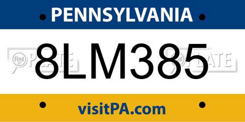 8LM385 Pennsylvania License Plate