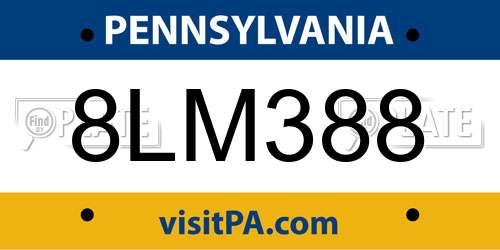 8LM388 Pennsylvania License Plate