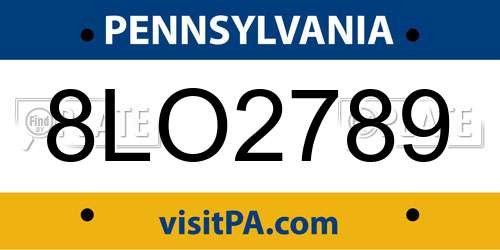 8LO2789 Pennsylvania License Plate