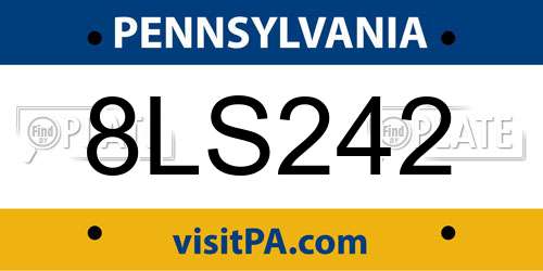 8LS242 Pennsylvania License Plate