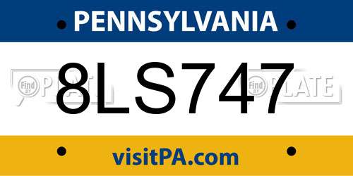 8LS747 Pennsylvania License Plate