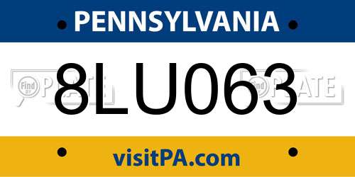 8LU063 Pennsylvania License Plate