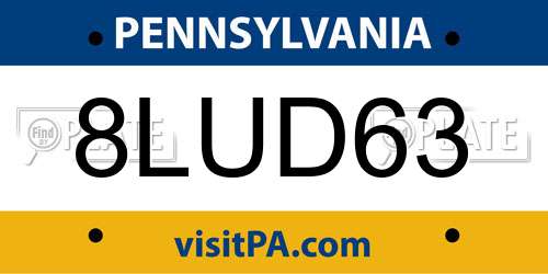 8LUD63 Pennsylvania License Plate