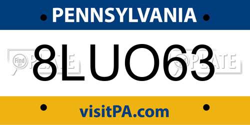 8LUO63 Pennsylvania License Plate