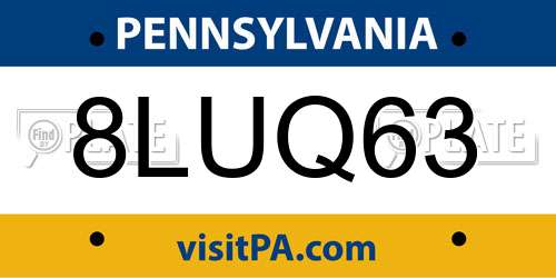 8LUQ63 Pennsylvania License Plate