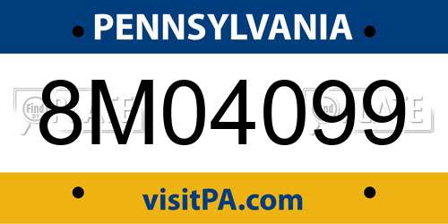 8M04099 Pennsylvania License Plate