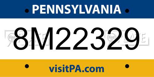 8M22329 Pennsylvania License Plate