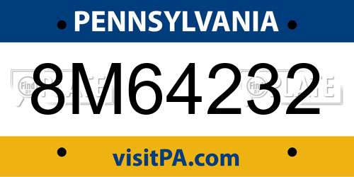8M64232 Pennsylvania License Plate
