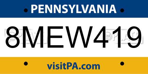 8MEW419 Pennsylvania License Plate