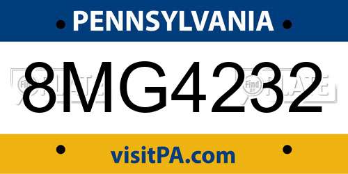 8MG4232 Pennsylvania License Plate