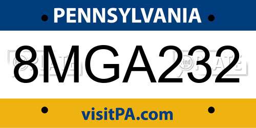 8MGA232 Pennsylvania License Plate