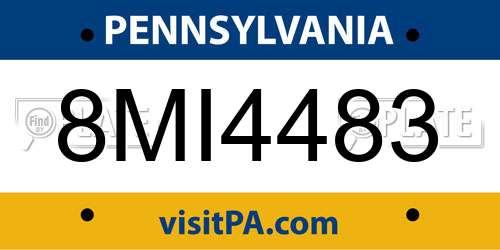 8MI4483 Pennsylvania License Plate