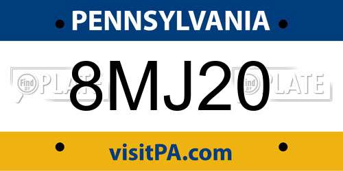 8MJ20 Pennsylvania License Plate