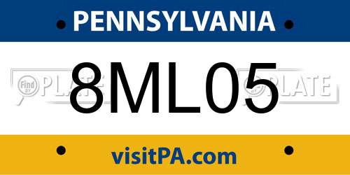 8ML05 Pennsylvania License Plate
