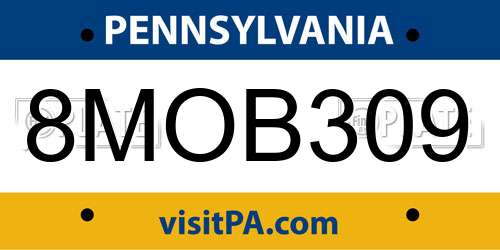 8MOB309 Pennsylvania License Plate