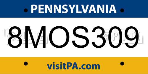 8MOS309 Pennsylvania License Plate