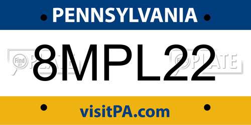 8MPL22 Pennsylvania License Plate