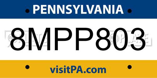 8MPP803 Pennsylvania License Plate