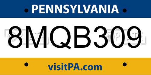 8MQB309 Pennsylvania License Plate