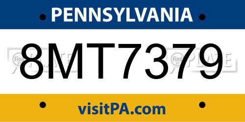 8MT7379 Pennsylvania License Plate