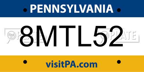 8MTL52 Pennsylvania License Plate