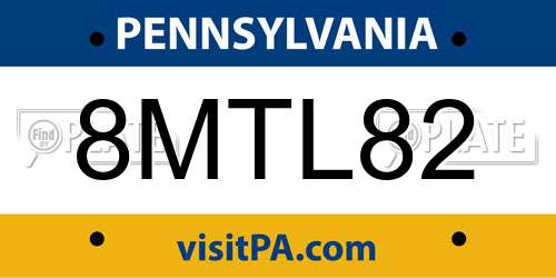 8MTL82 Pennsylvania License Plate