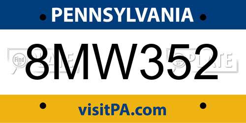 8MW352 Pennsylvania License Plate