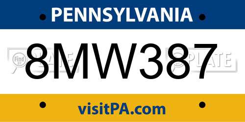8MW387 Pennsylvania License Plate