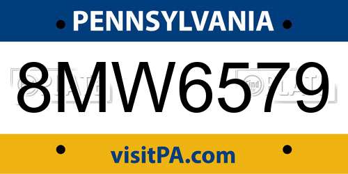 8MW6579 Pennsylvania License Plate