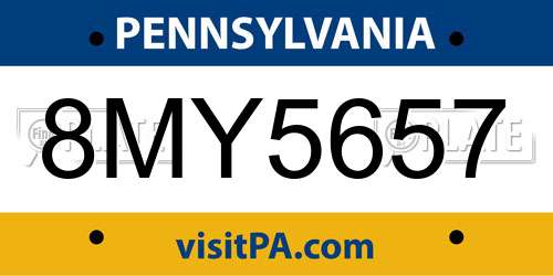 8MY5657 Pennsylvania License Plate
