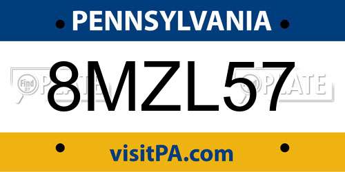 8MZL57 Pennsylvania License Plate