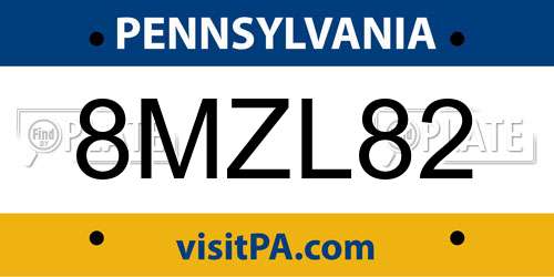 8MZL82 Pennsylvania License Plate